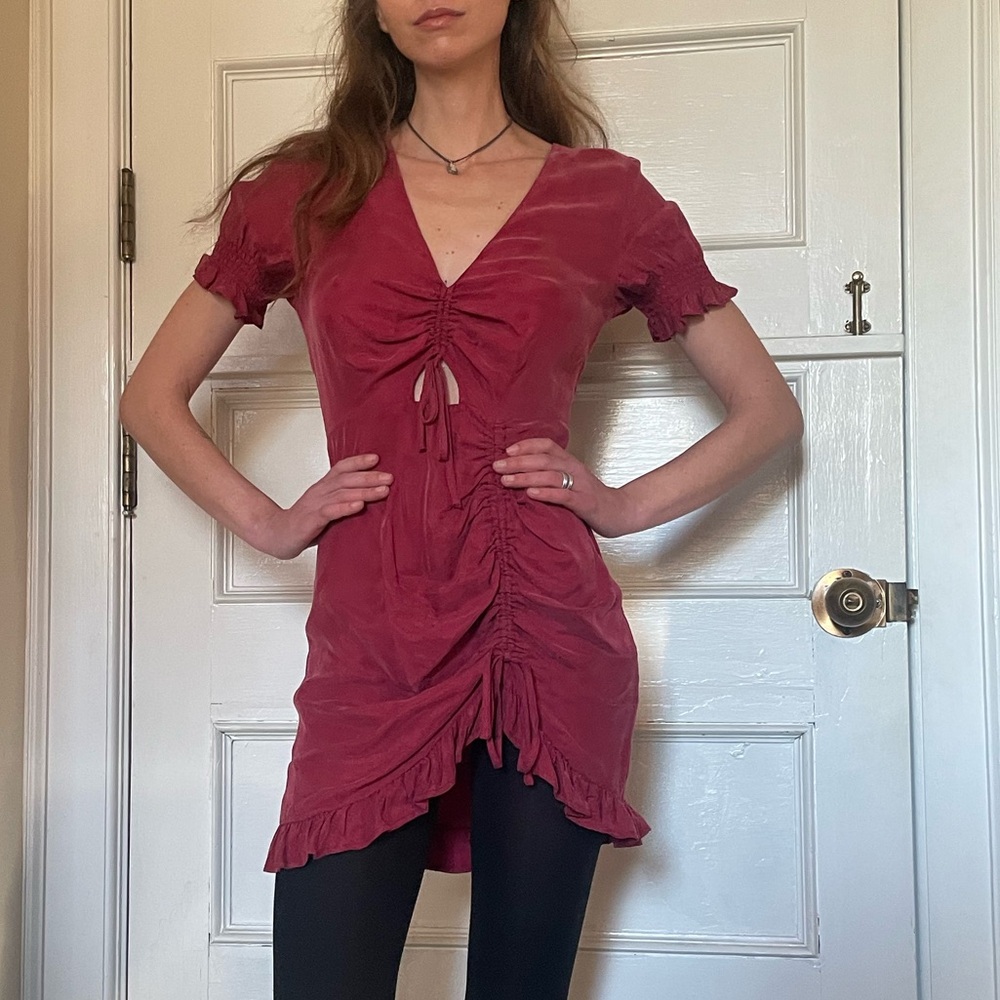 Red Ruched Dress - Picture 2 of 11